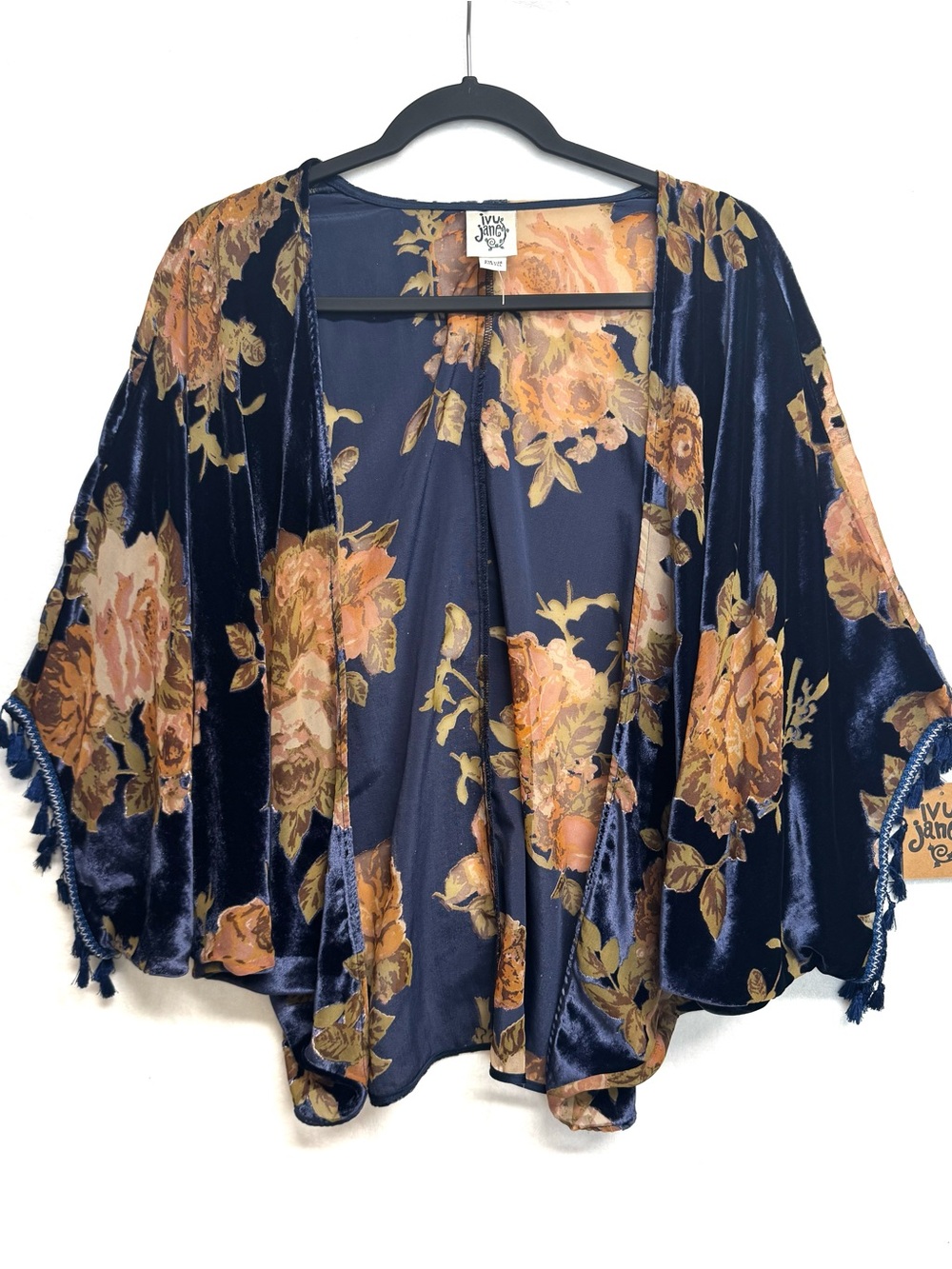 Kimono By Ivy Jane Poncho Sheer Tassels Blue Size Onesize $140 Retail NWT